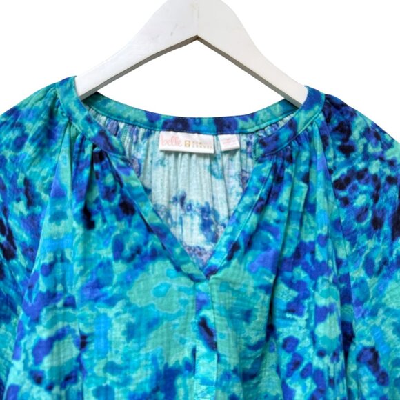 BELLE Kim Gravel Blue Tie Dye Top Size Medium Cotton Gauze Boho Womens Top - Picture 3 of 10